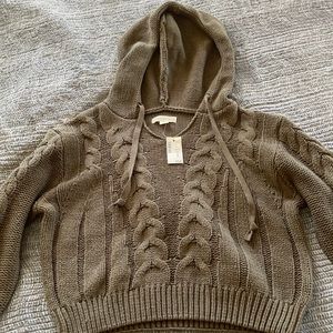 Aeropostale Cropped Cable Knit Sweater Hoodie